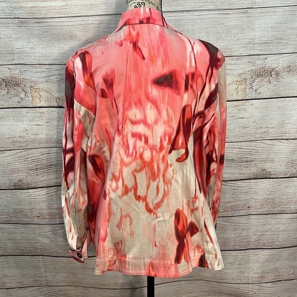 Chico’s Lightweight Jacket Swirls of Pink Pockets Size 3 XL Buttons Collar Cuffs - Picture 5 of 10